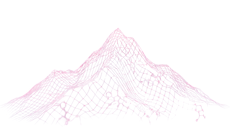Pink wireframe mountain representing the project pipeline